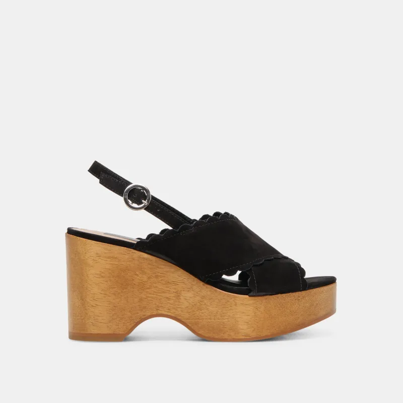 DILION WEDGES BLACK NUBUCK sold by Dolce Vita