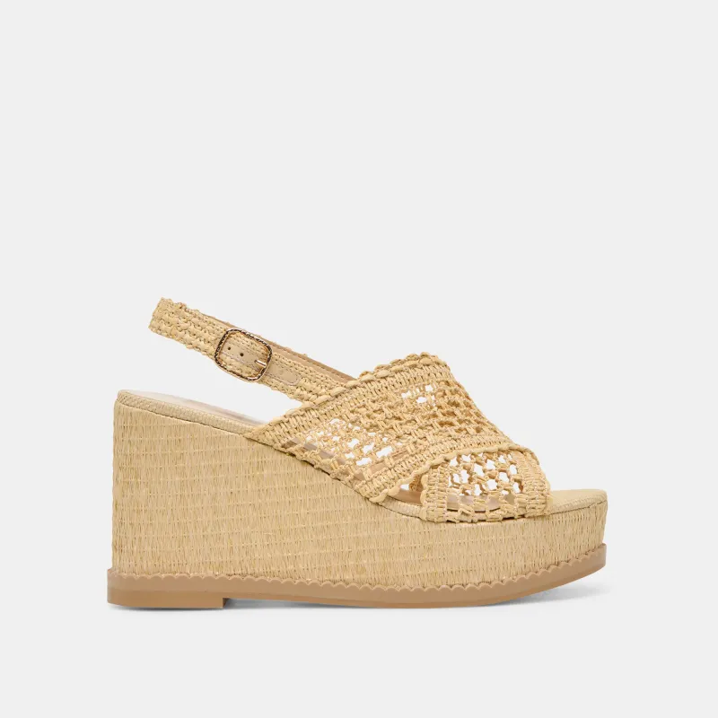 DEXLER WEDGES LT NATURAL WOVEN RAFFIA sold by Dolce Vita
