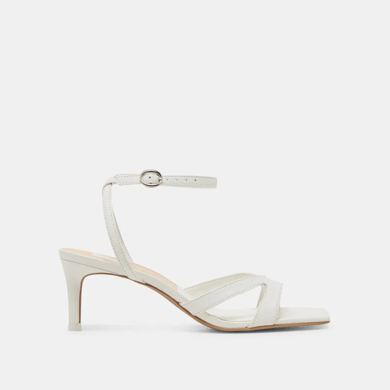 BECKI WIDE HEELS TRUE WHITE LEATHER sold by Dolce Vita