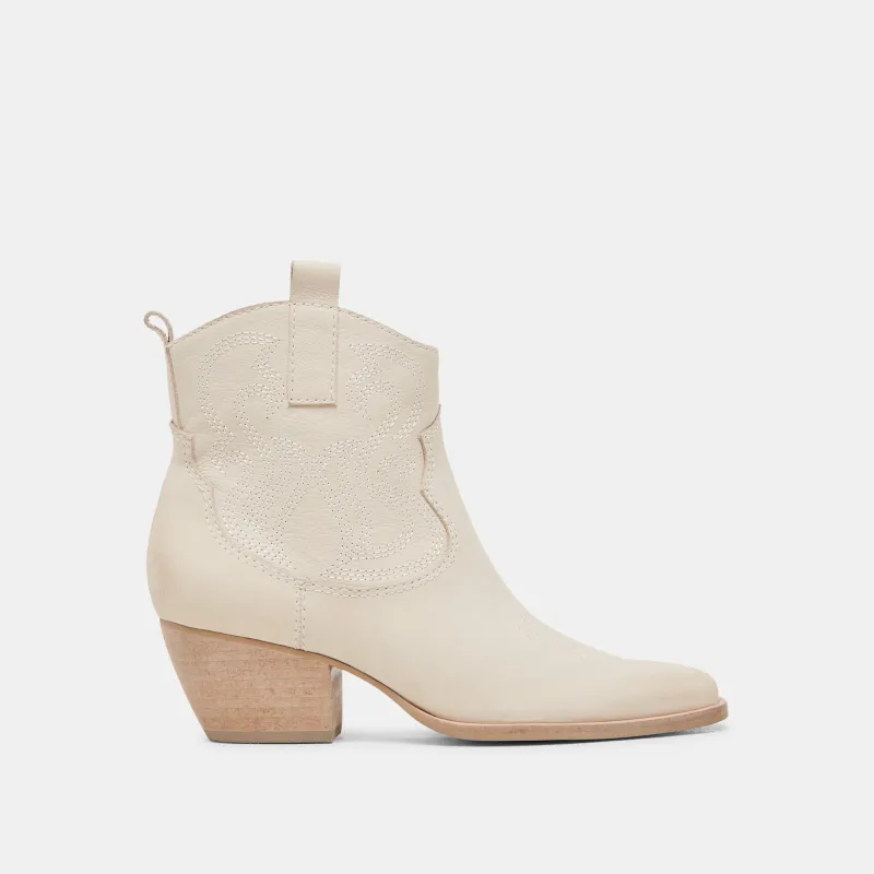 SHANIA BOOTIES IVORY NUBUCK sold by Dolce Vita