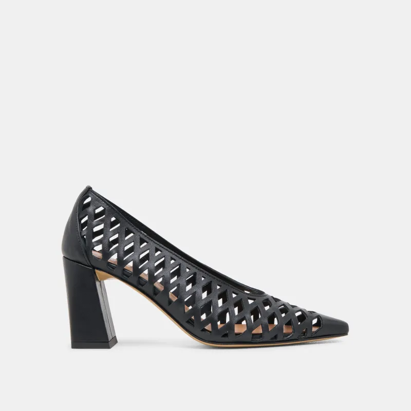 TANYA HEELS BLACK WOVEN LEATHER sold by Dolce Vita