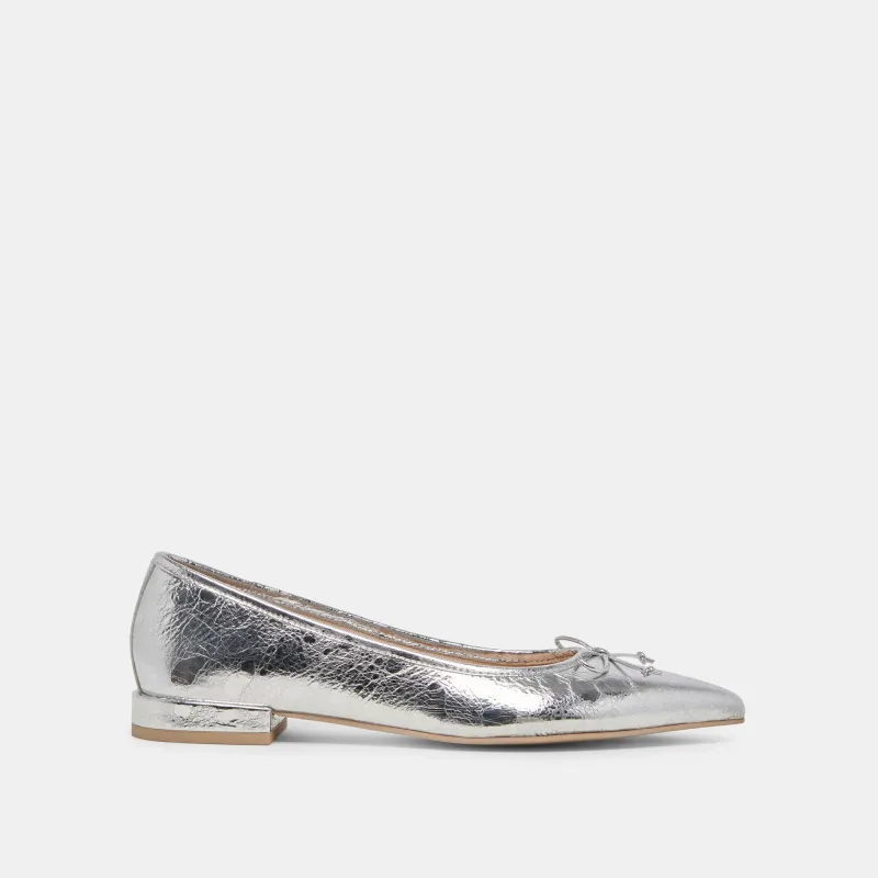 PALANI BALLET FLATS SILVER DISTRESSED LEATHER - re:vita sold by Dolce Vita