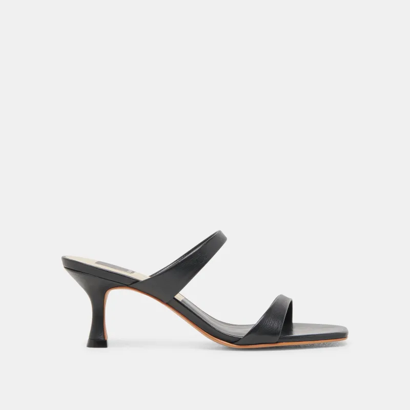 GENORA WIDE HEELS BLACK LEATHER sold by Dolce Vita