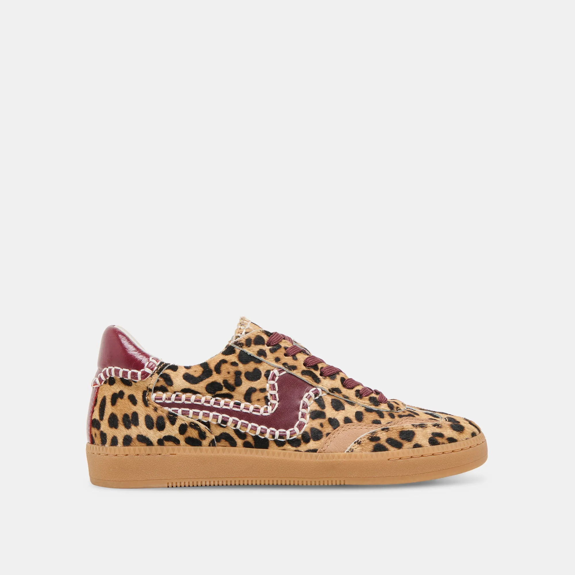 NOTICE STITCH SNEAKERS BURGUNDY LEOPARD CALF HAIR sold by Dolce Vita