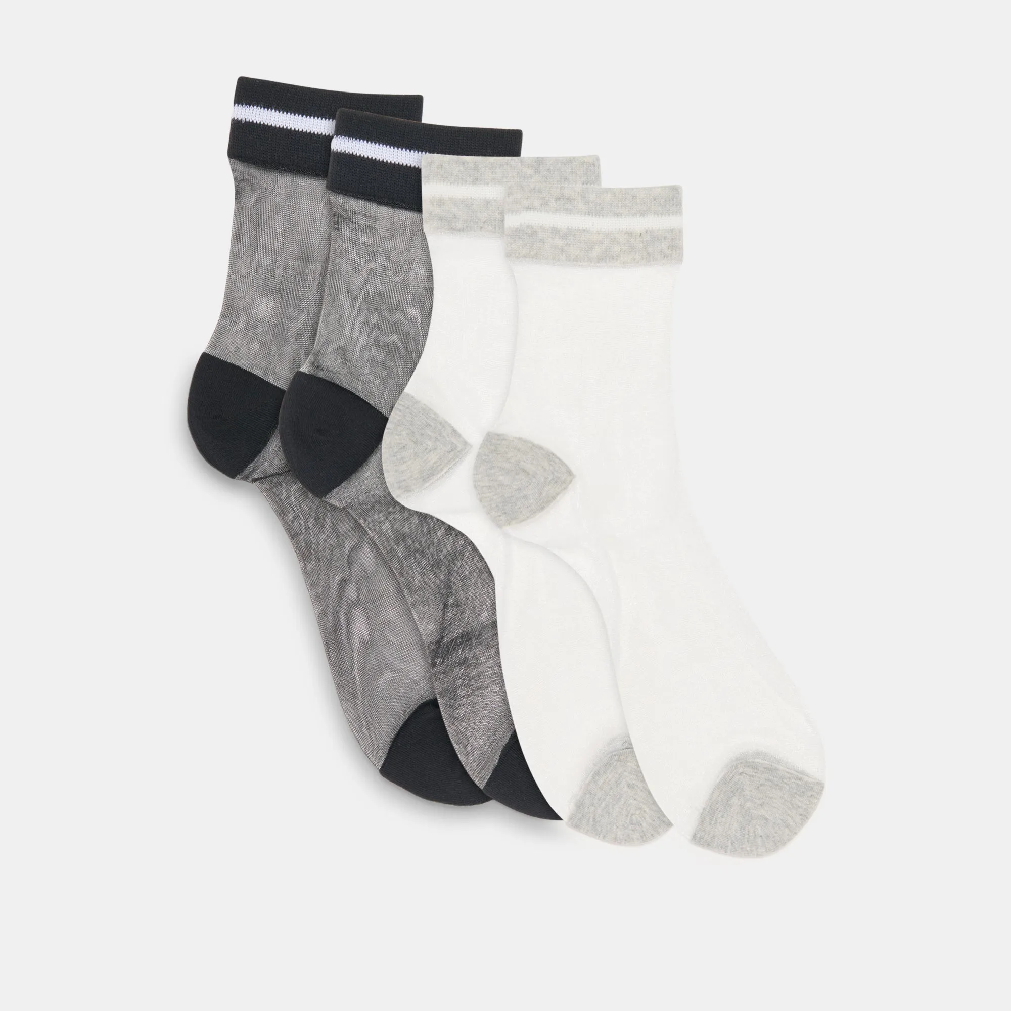2 PACK SHEER STRIPE CREW SOCKS BLACK GREY sold by Dolce Vita