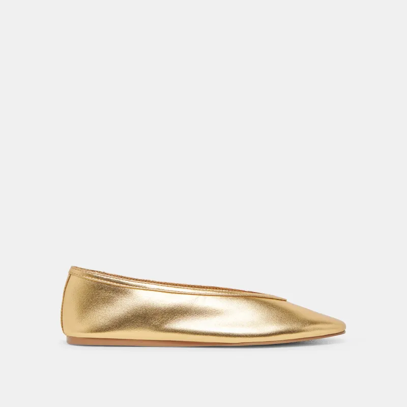 BRAIDY BALLET FLATS GOLD METALLIC LEATHER sold by Dolce Vita