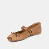 GIBSEN BALLET FLATS MID BROWN SATIN sold by Dolce Vita