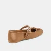 GIBSEN BALLET FLATS MID BROWN SATIN sold by Dolce Vita