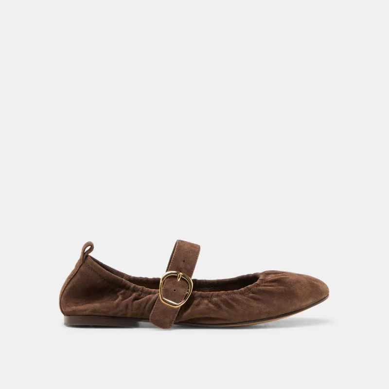 CAELY BALLET FLATS DK BROWN SUEDE sold by Dolce Vita