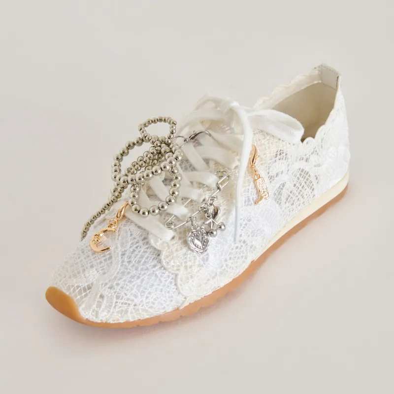 DAYANA SNEAKERS WHITE LACE + PIN CHARM BUNDLE sold by Dolce Vita
