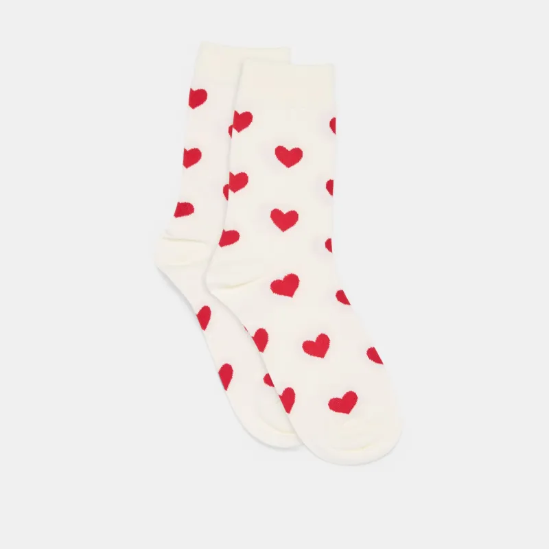 HEARTS CREW SOCKS WHITE RED sold by Dolce Vita