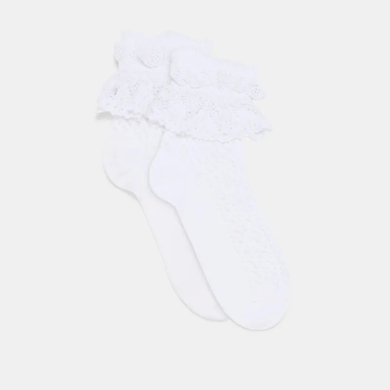 WHIMSY LACE ANKLET SOCKS WHITE sold by Dolce Vita
