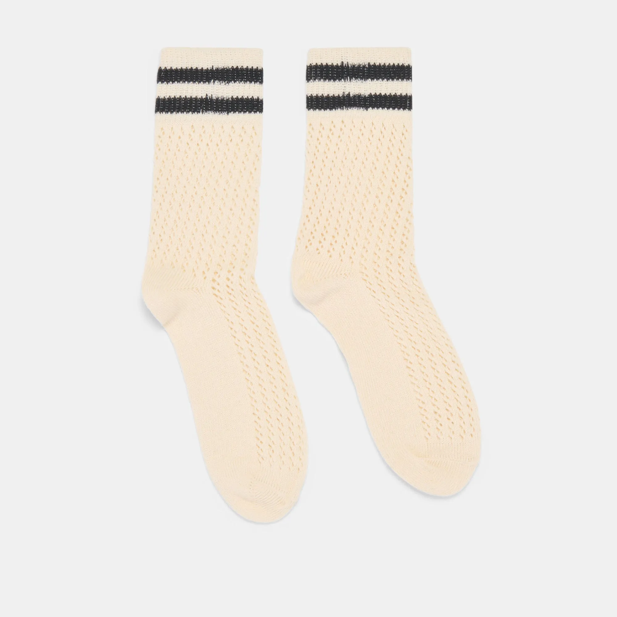 POINTELLE STRIPED SOCKS WHITE BLACK sold by Dolce Vita product image thumbnail 2
