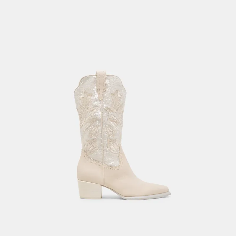VORAH PEARL BOOTS CREME SEQUIN sold by Dolce Vita