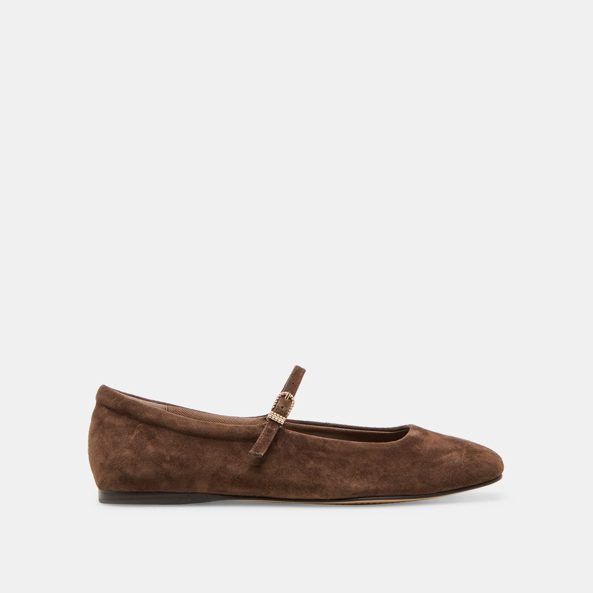 REYES BALLET FLATS DK BROWN SUEDE sold by Dolce Vita