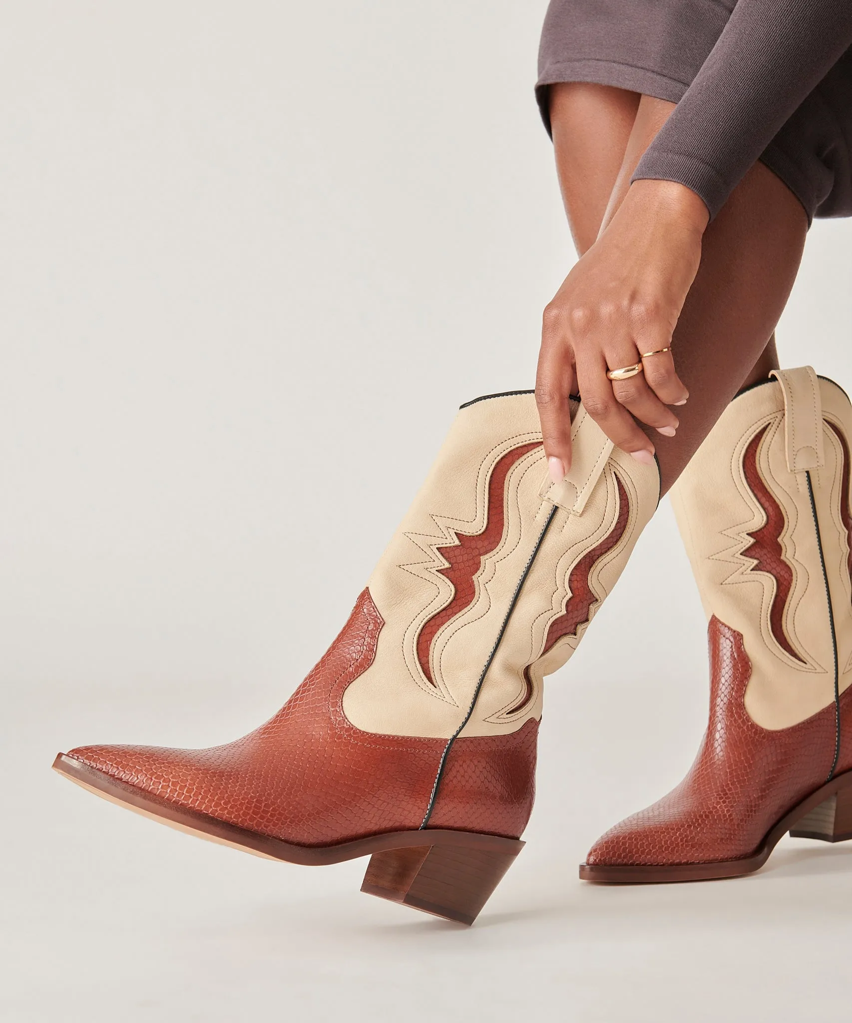 SUZZY BOOTS BROWN EMBOSSED LEATHER - re:vita sold by Dolce Vita product image thumbnail 4