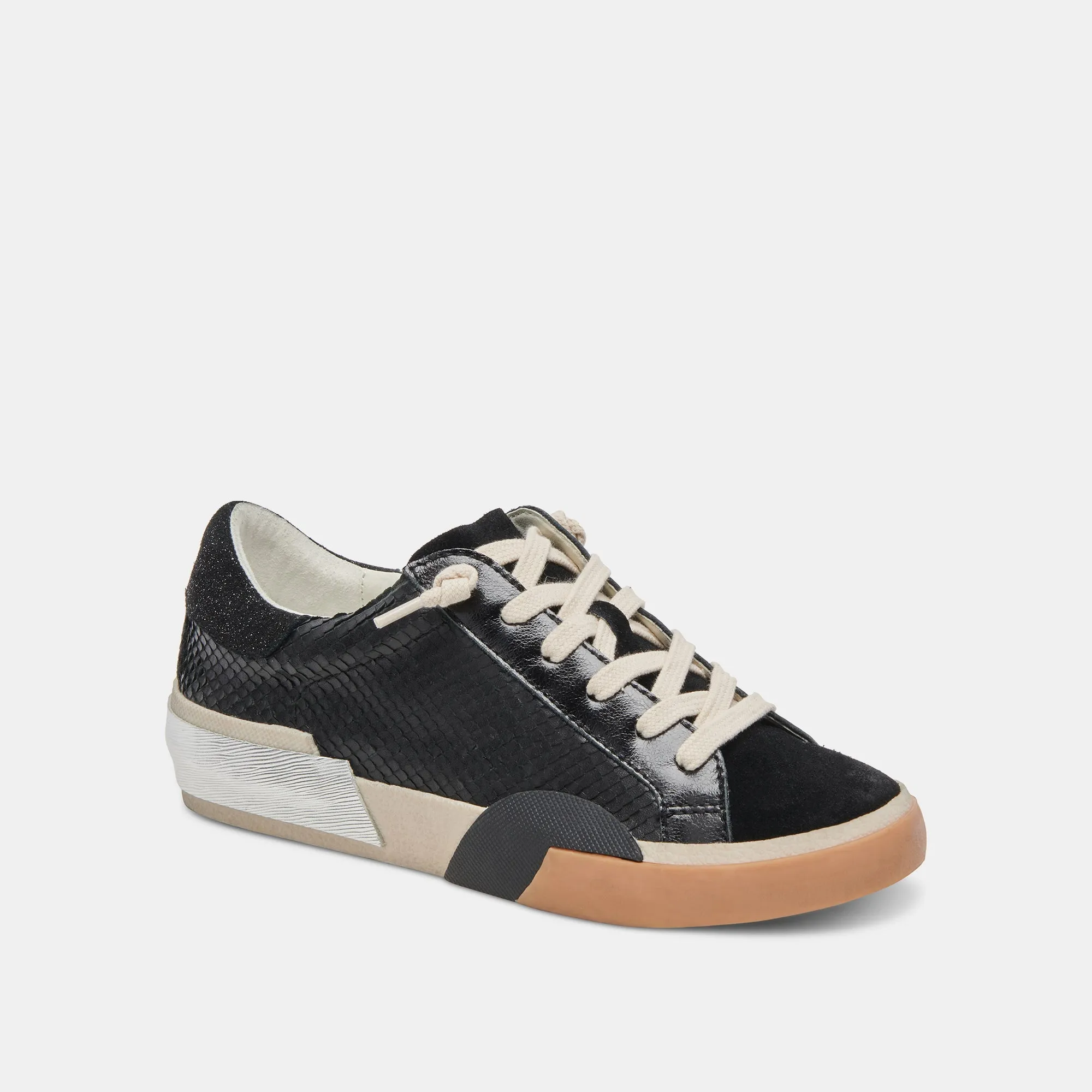 ZINA WIDE SNEAKERS ONYX EMBOSSED LEATHER - re:vita sold by Dolce Vita product image thumbnail 2