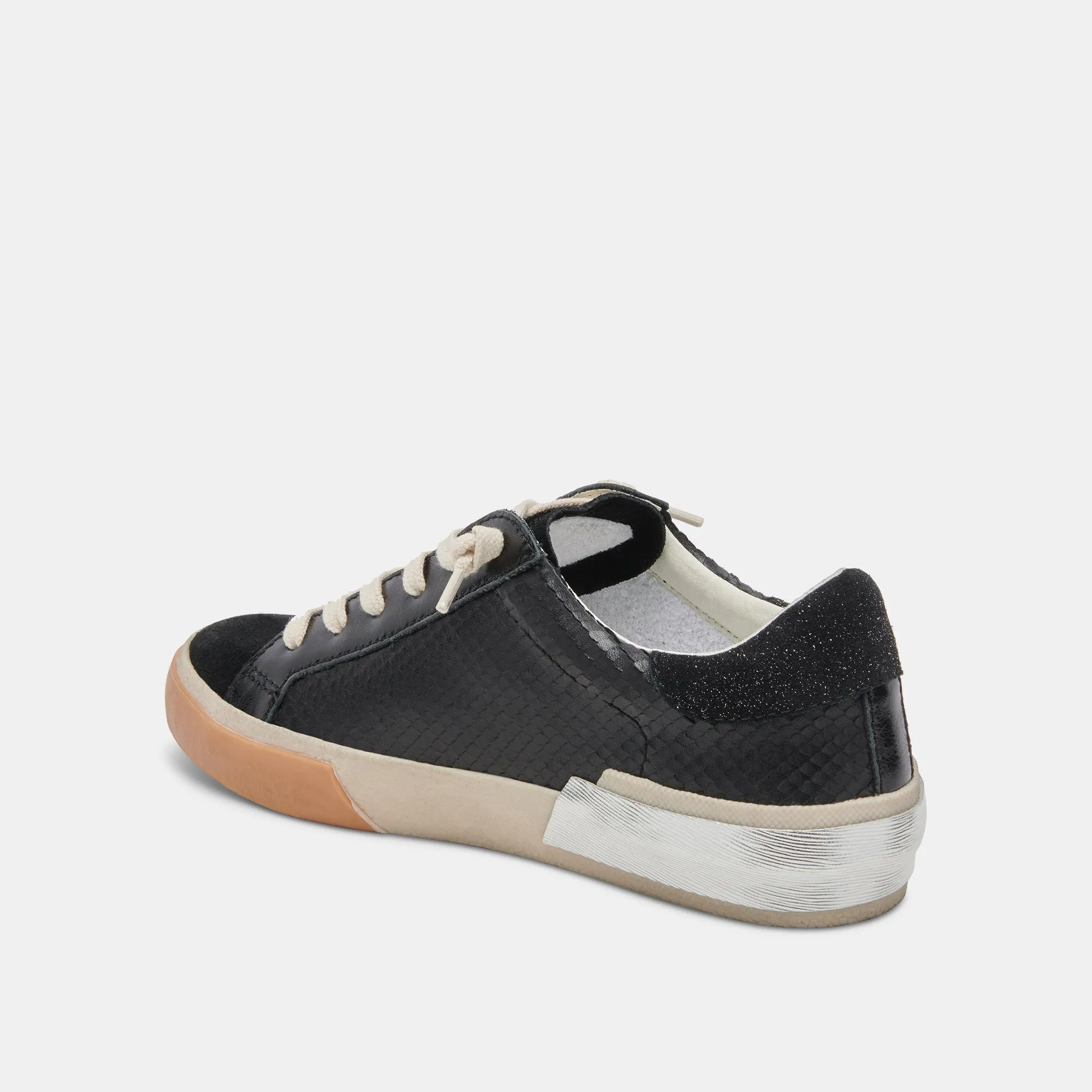 ZINA WIDE SNEAKERS ONYX EMBOSSED LEATHER - re:vita sold by Dolce Vita product image thumbnail 5