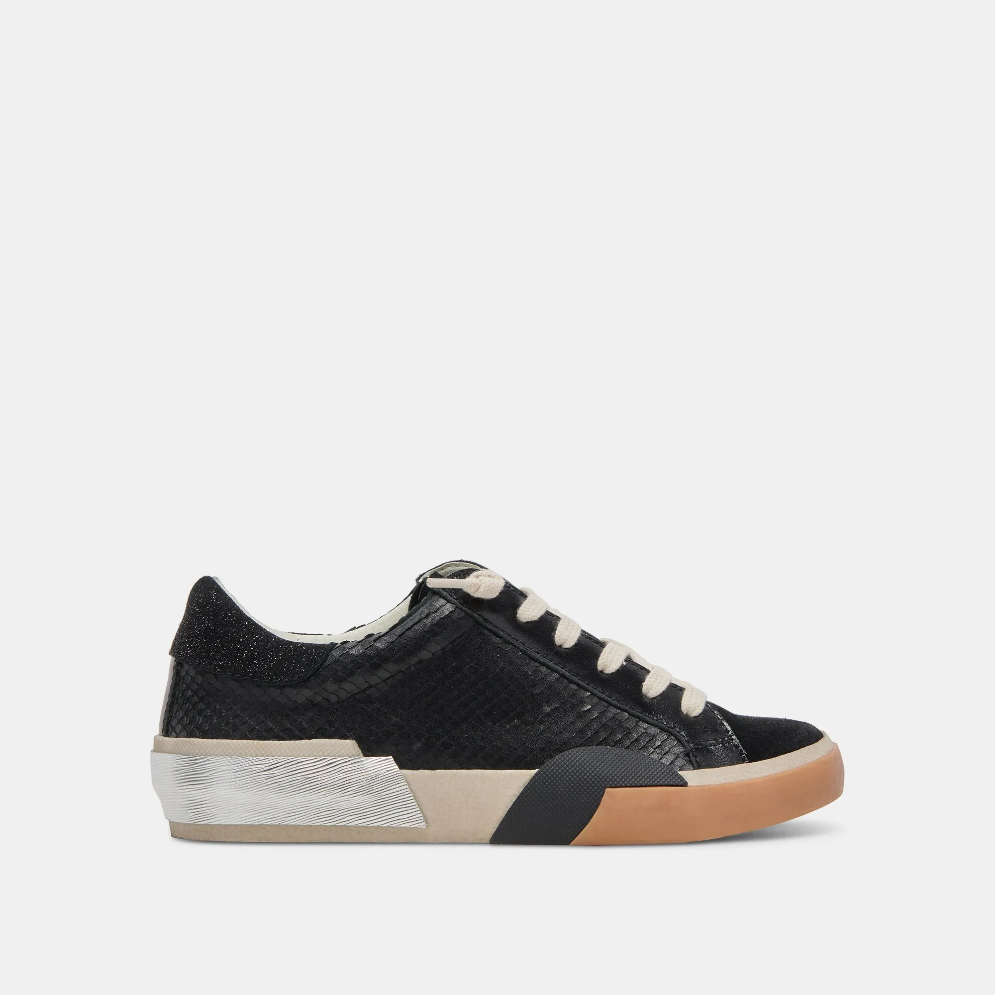 ZINA WIDE SNEAKERS ONYX EMBOSSED LEATHER - re:vita sold by Dolce Vita