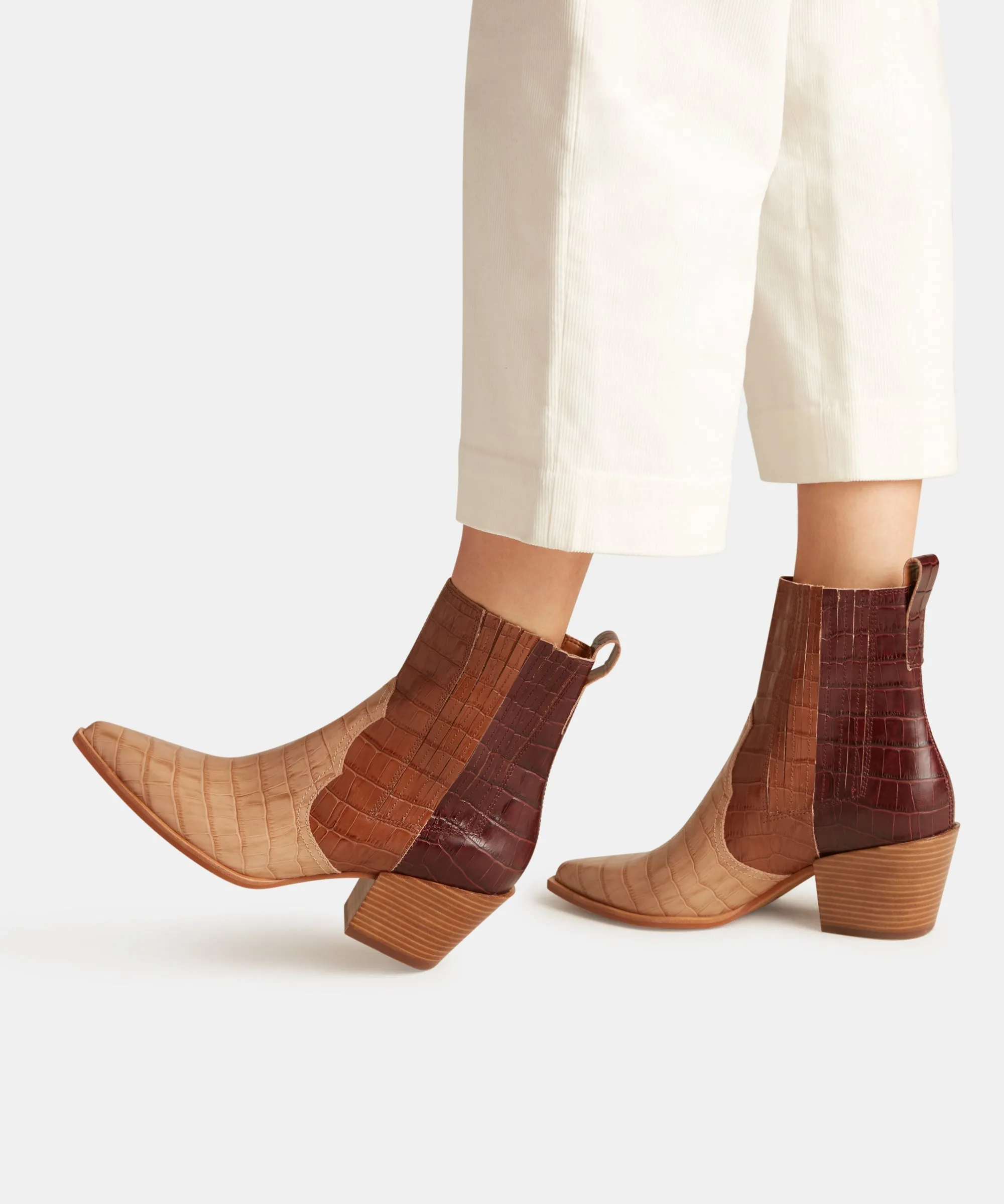 SERNA BOOTIES BROWN MULTI CROCO PRINT LEATHER - re:vita sold by Dolce Vita product image thumbnail 4