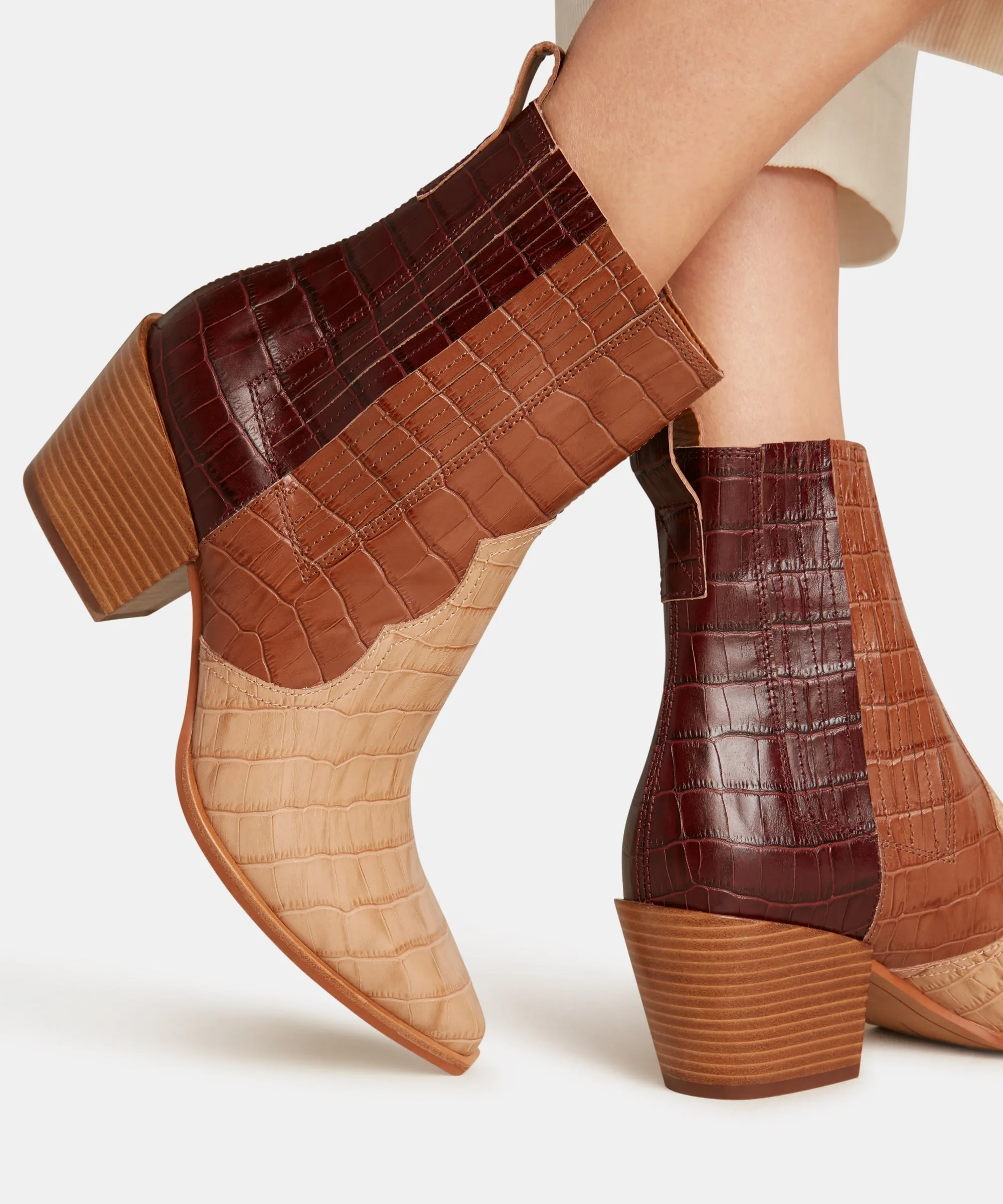 SERNA BOOTIES BROWN MULTI CROCO PRINT LEATHER - re:vita sold by Dolce Vita product image thumbnail 5