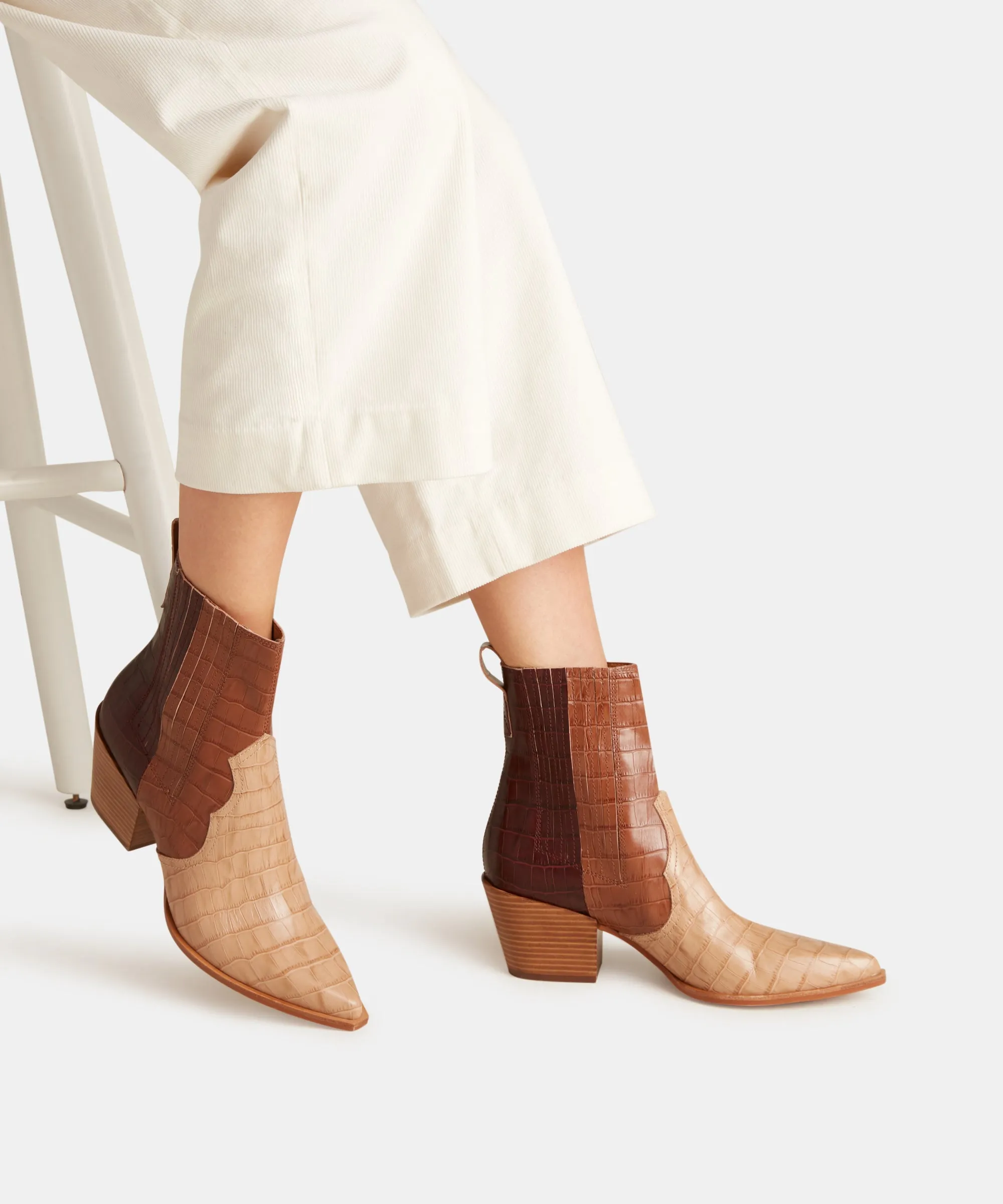 SERNA BOOTIES BROWN MULTI CROCO PRINT LEATHER - re:vita sold by Dolce Vita product image thumbnail 2