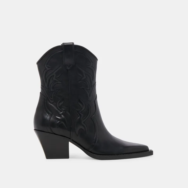RIMONA WIDE CALF BOOTIES BLACK LEATHER - re:vita sold by Dolce Vita