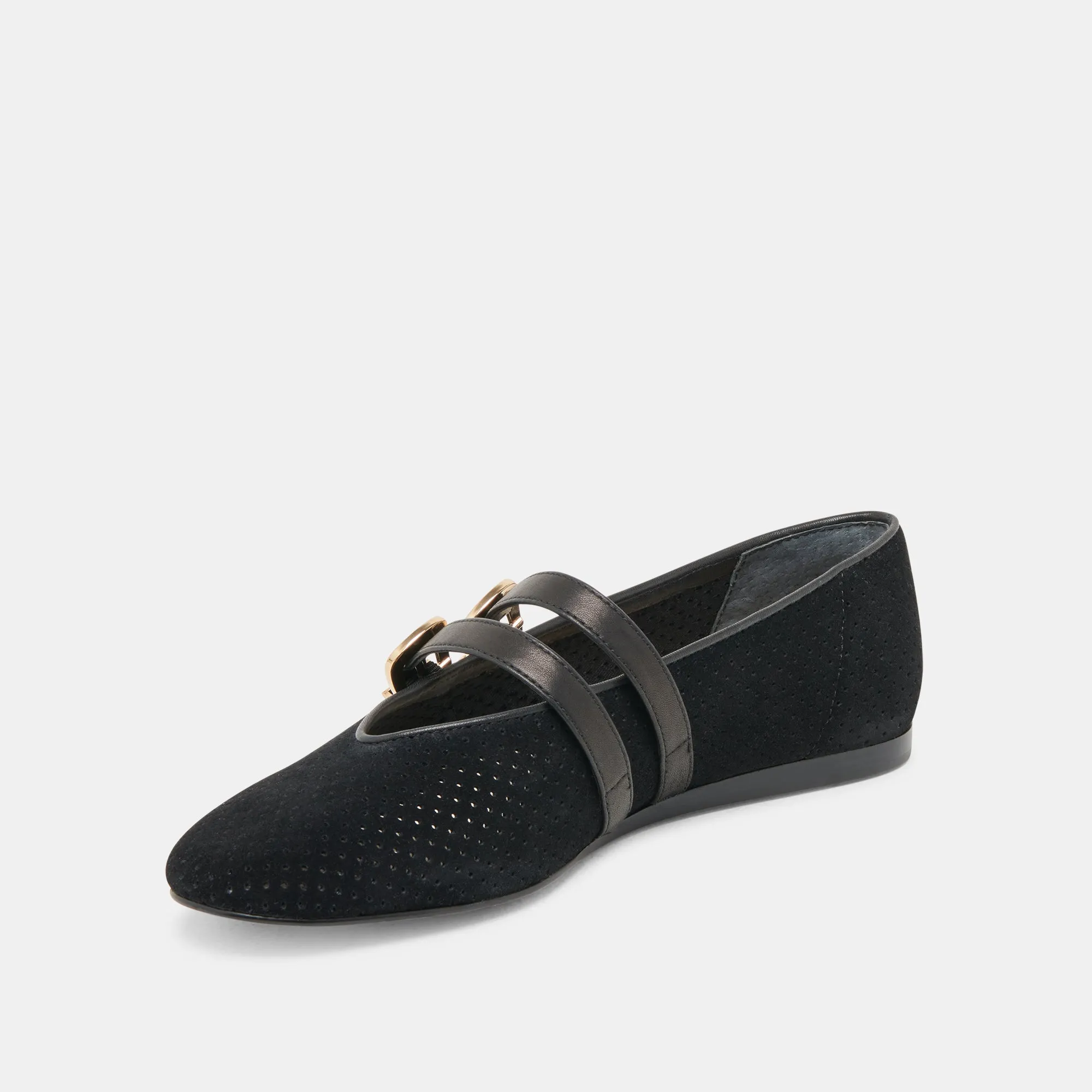 BAYLEE WIDE BALLET FLATS ONYX PERFORATED SUEDE sold by Dolce Vita product image thumbnail 4