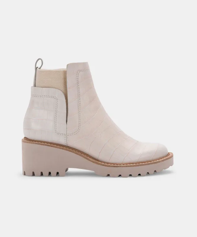 HUEY BOOTIES IVORY CROCO PRINT LEATHER - re:vita sold by Dolce Vita