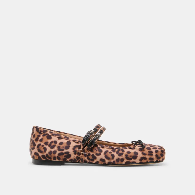 GIBSEN BALLET FLATS DK LEOPARD SATIN sold by Dolce Vita