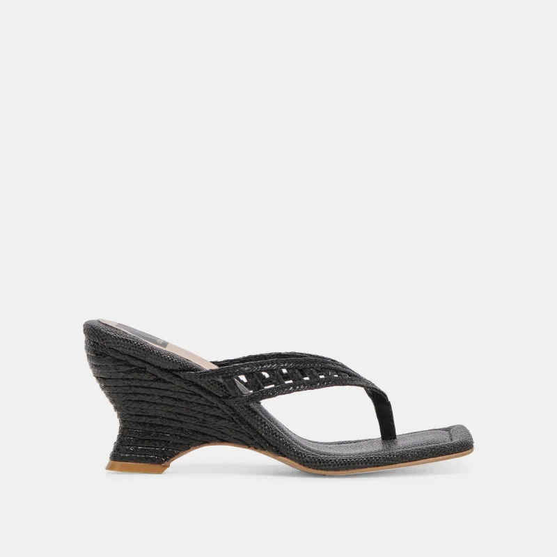 NULLAH WEDGES ONYX RAFFIA - re:vita sold by Dolce Vita
