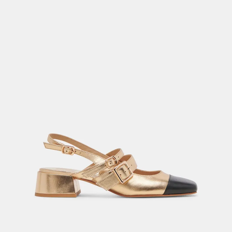 PATZY HEELS GOLD MULTI LEATHER - re:vita sold by Dolce Vita