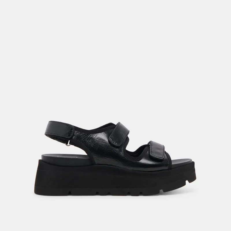 DUBAI SANDALS MIDNIGHT CRINKLE PATENT - re:vita sold by Dolce Vita