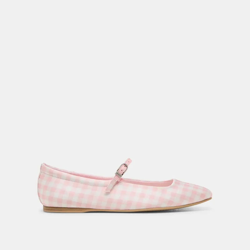 REYES X BYRDIE GOLF WIDE BALLET FLATS PINK PLAID GINGHAM sold by Dolce Vita