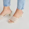 MEEZA PEARL HEELS IVORY MESH - re:vita sold by Dolce Vita