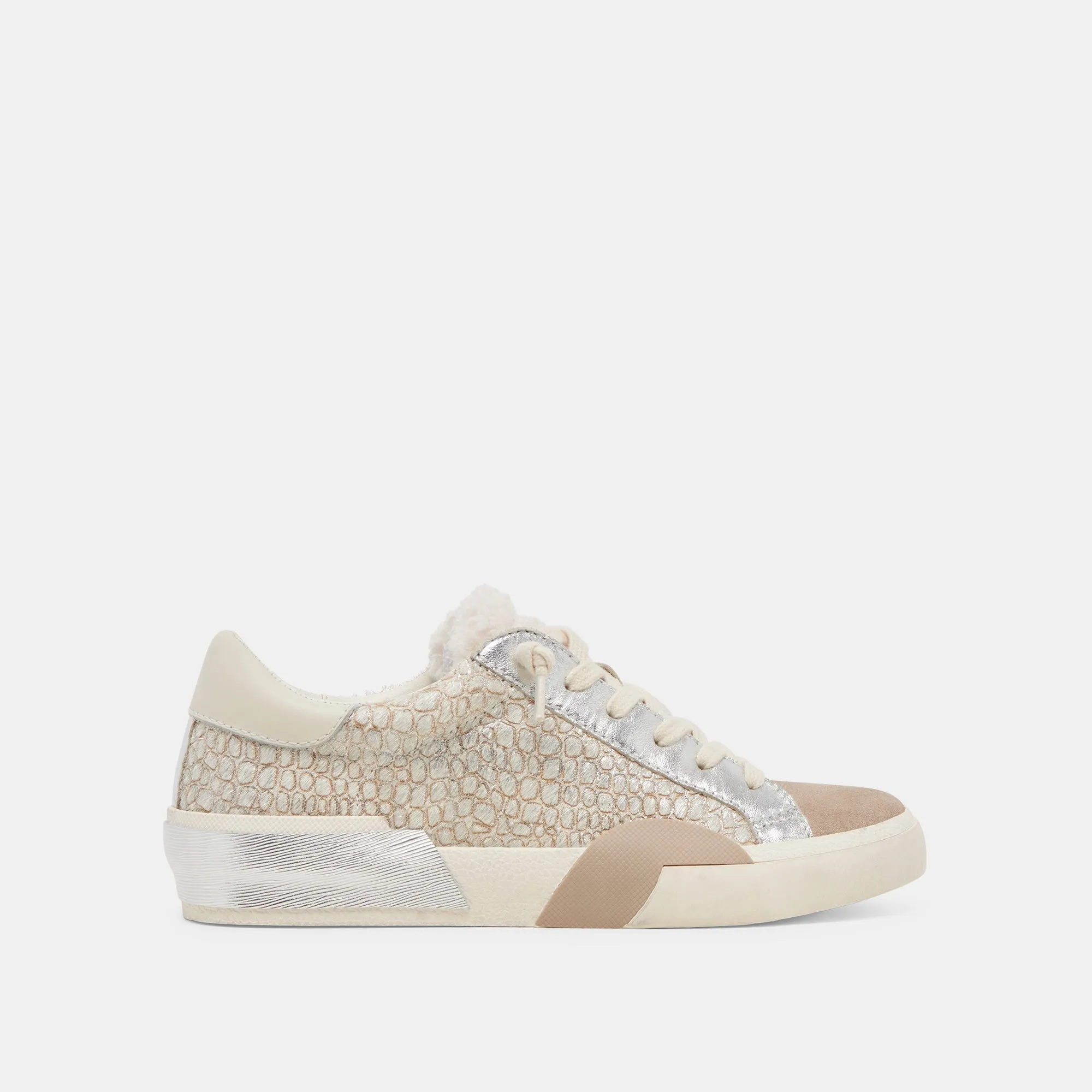 ZINA PLUSH SNEAKERS STONE CALF HAIR - re:vita sold by Dolce Vita