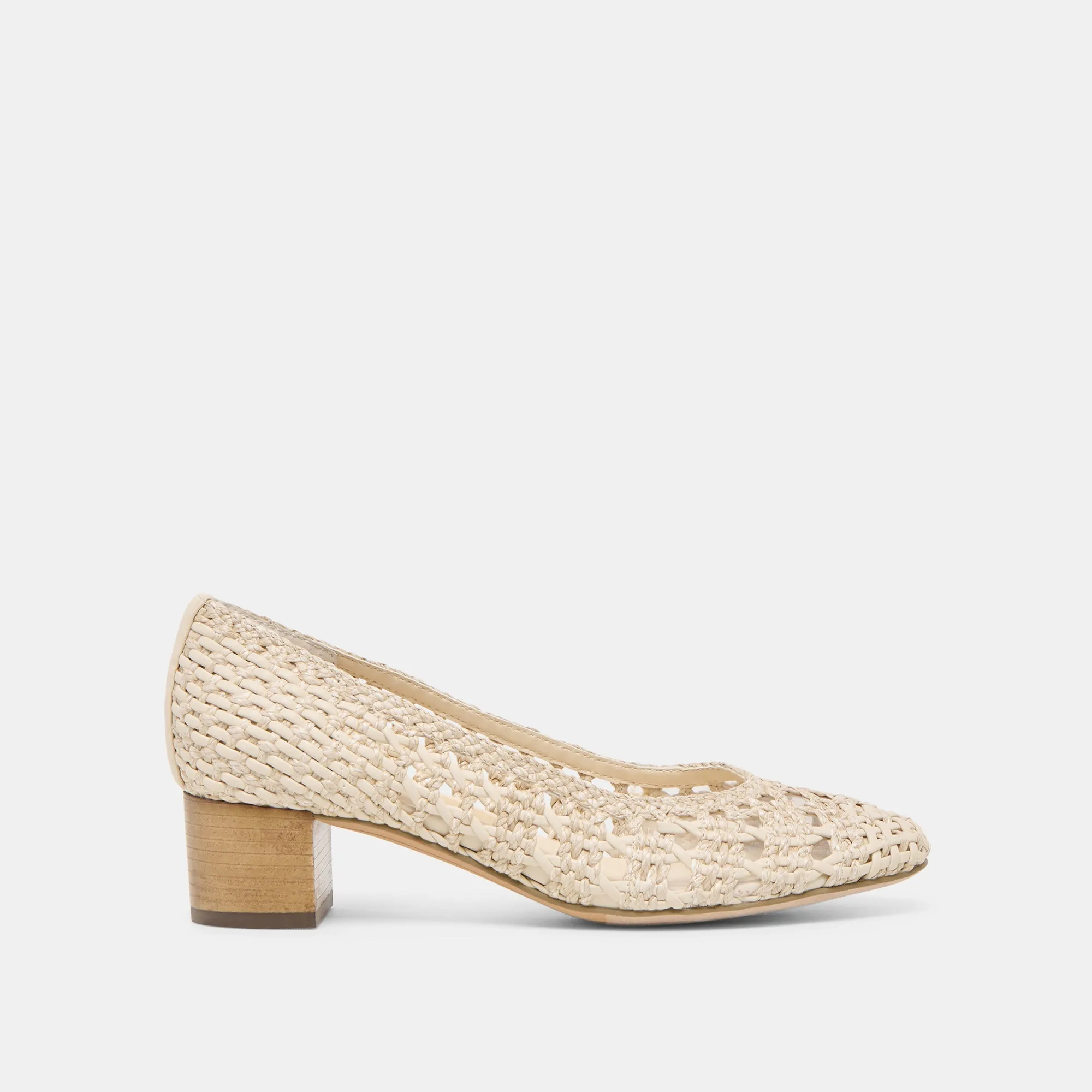 LULA HEELS IVORY MULTI WOVEN RAFFIA - re:vita sold by Dolce Vita