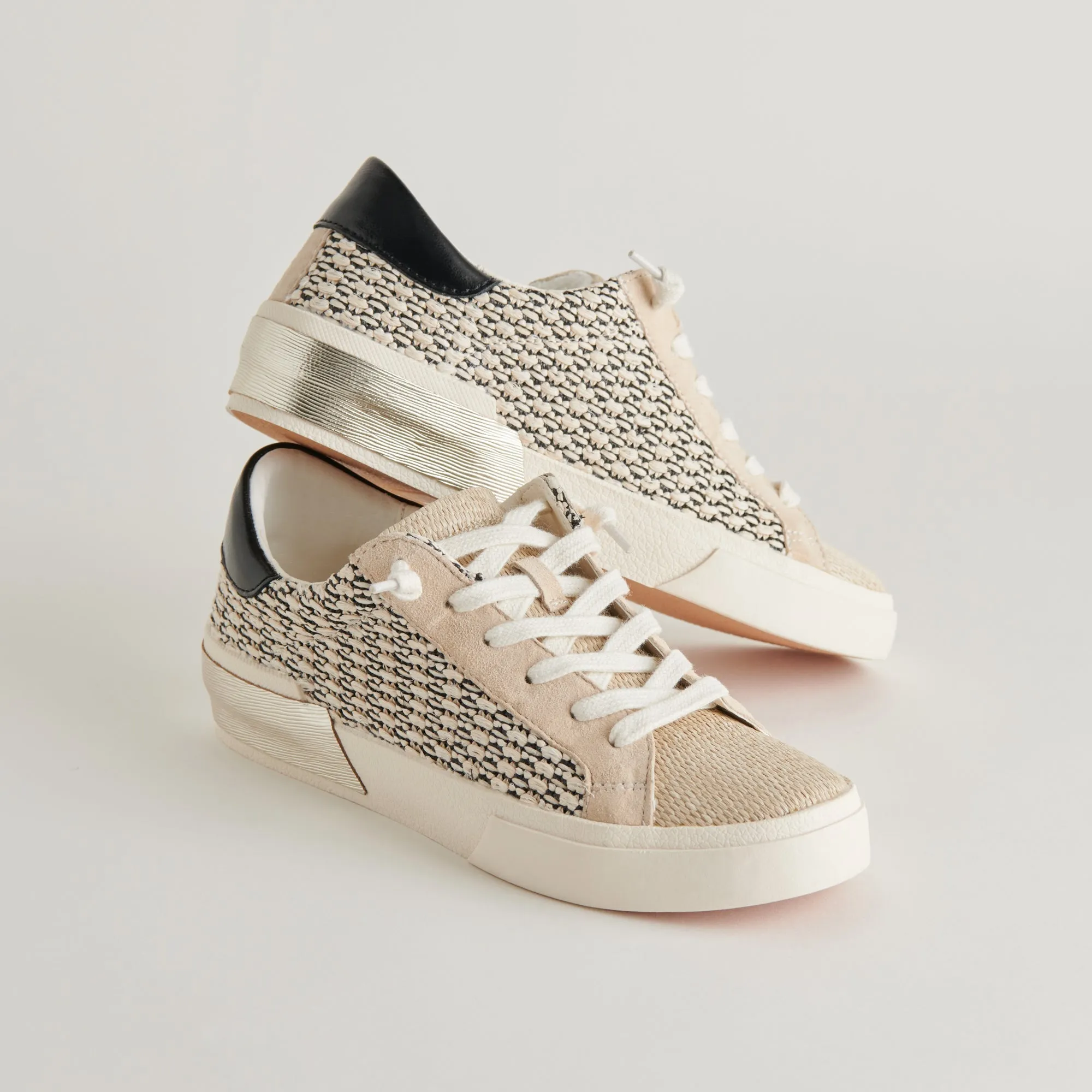ZINA SNEAKERS BLACK NATURAL RAFFIA - re:vita sold by Dolce Vita