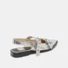 LABELL FLATS SILVER DISTRESSED LEATHER - re:vita sold by Dolce Vita
