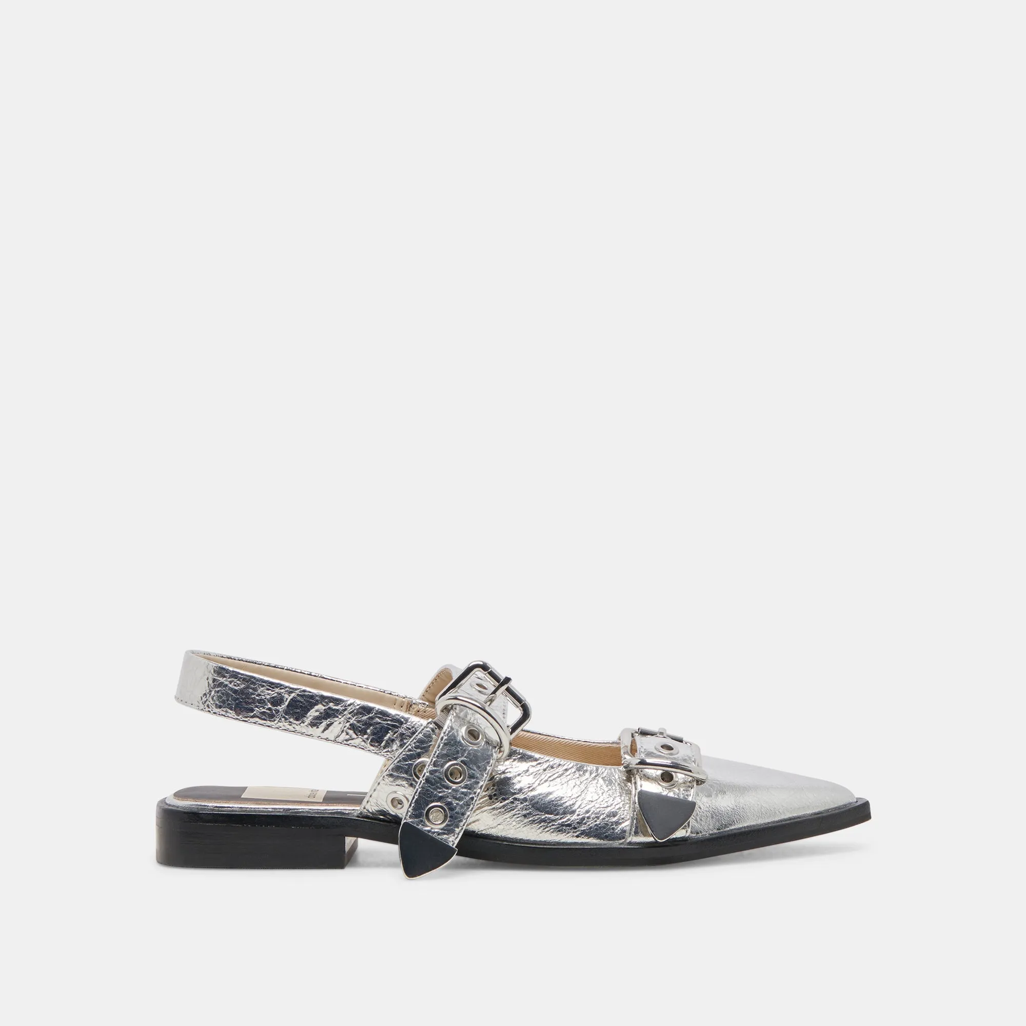 LABELL FLATS SILVER DISTRESSED LEATHER - re:vita sold by Dolce Vita