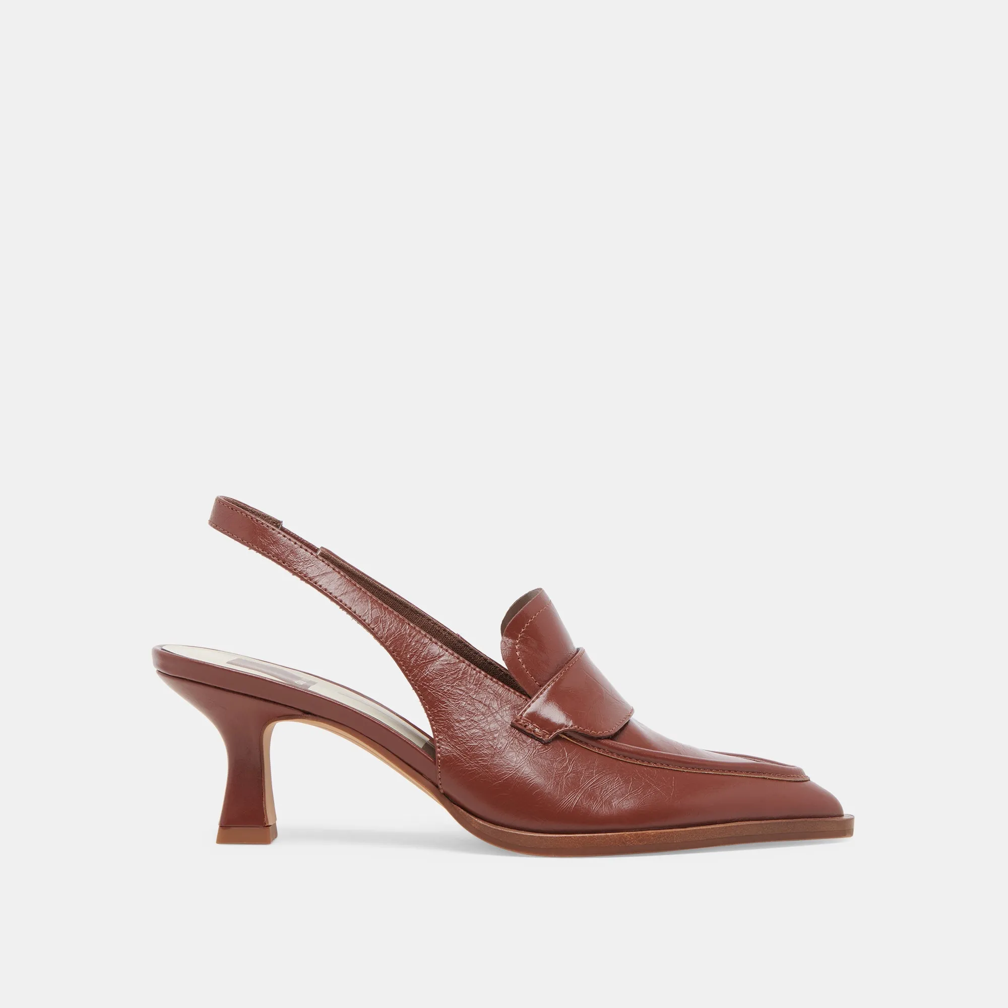 ADELE HEELS BROWN CRINKLE PATENT LEATHER - re:vita sold by Dolce Vita