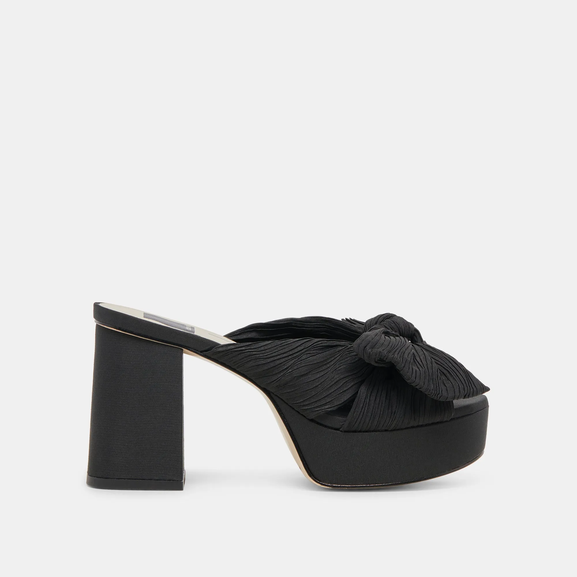 BLARE HEELS ONYX SATIN - re:vita sold by Dolce Vita