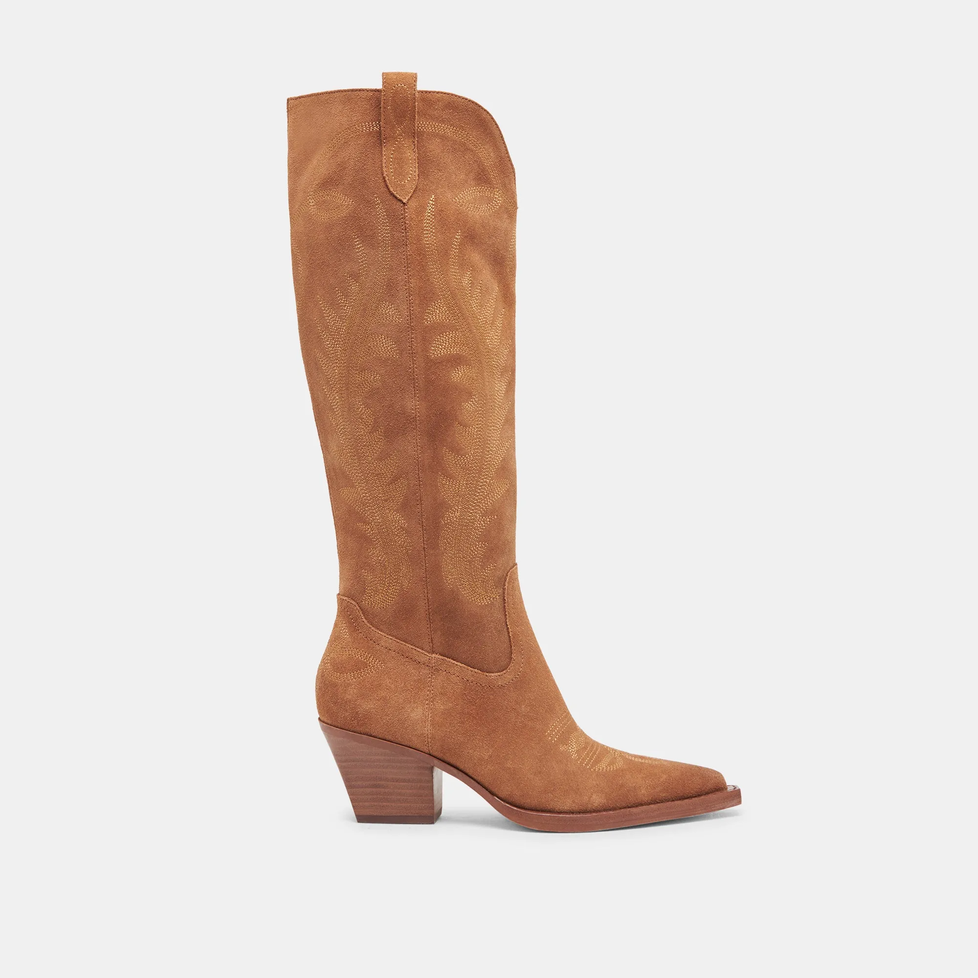 RYATT EXTRA WIDE CALF BOOTS PECAN SUEDE sold by Dolce Vita