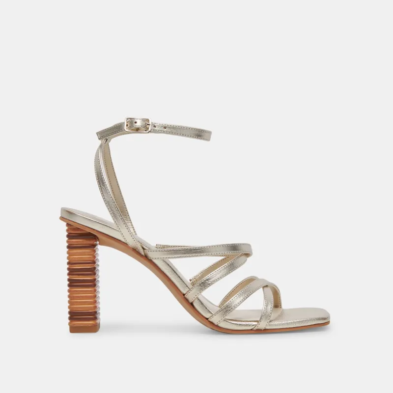 JENKO HEELS PLATINUM METALLIC LEATHER sold by Dolce Vita