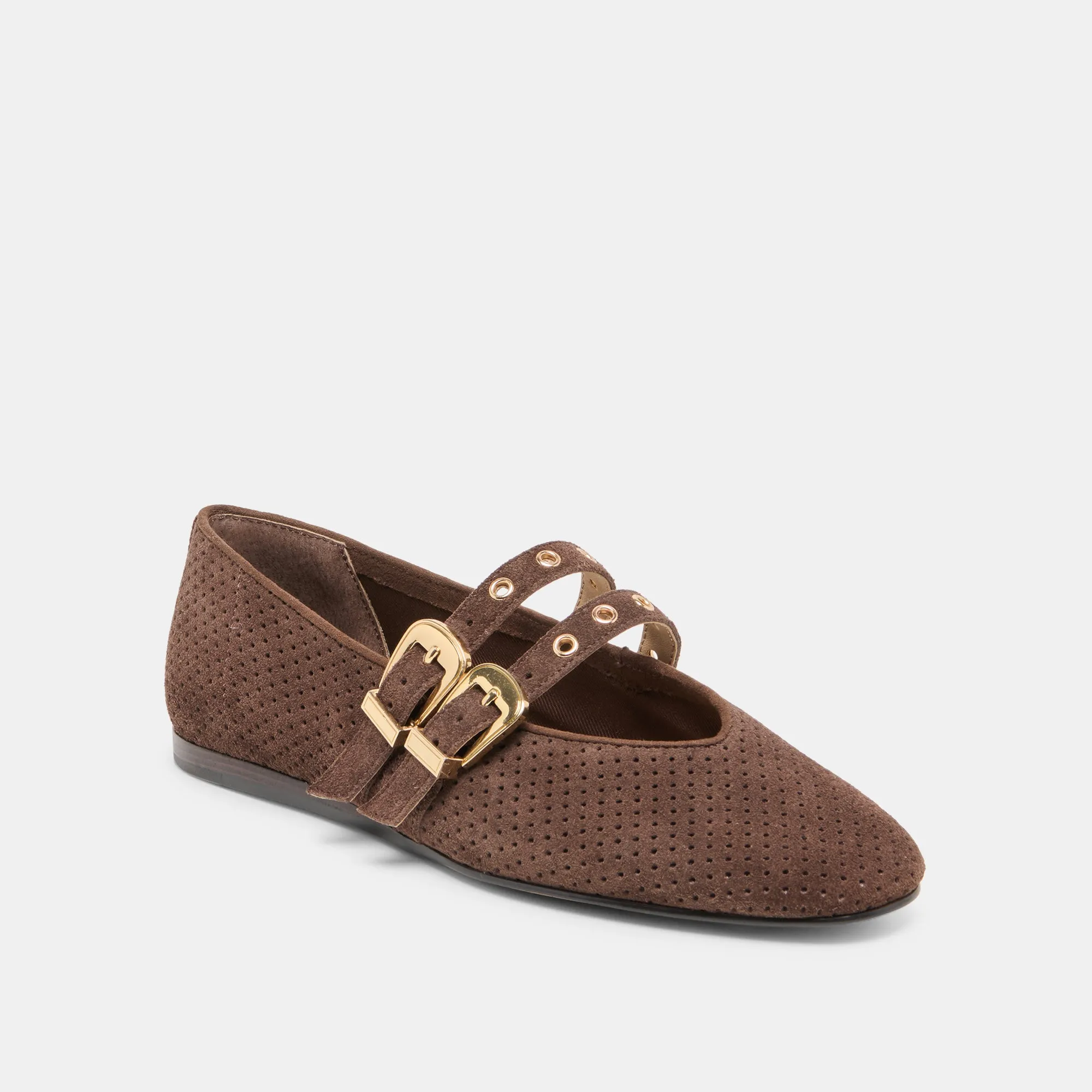 BAYLEE GROMMET BALLET FLATS DK BROWN PERFORATED SUEDE sold by Dolce Vita product image thumbnail 2
