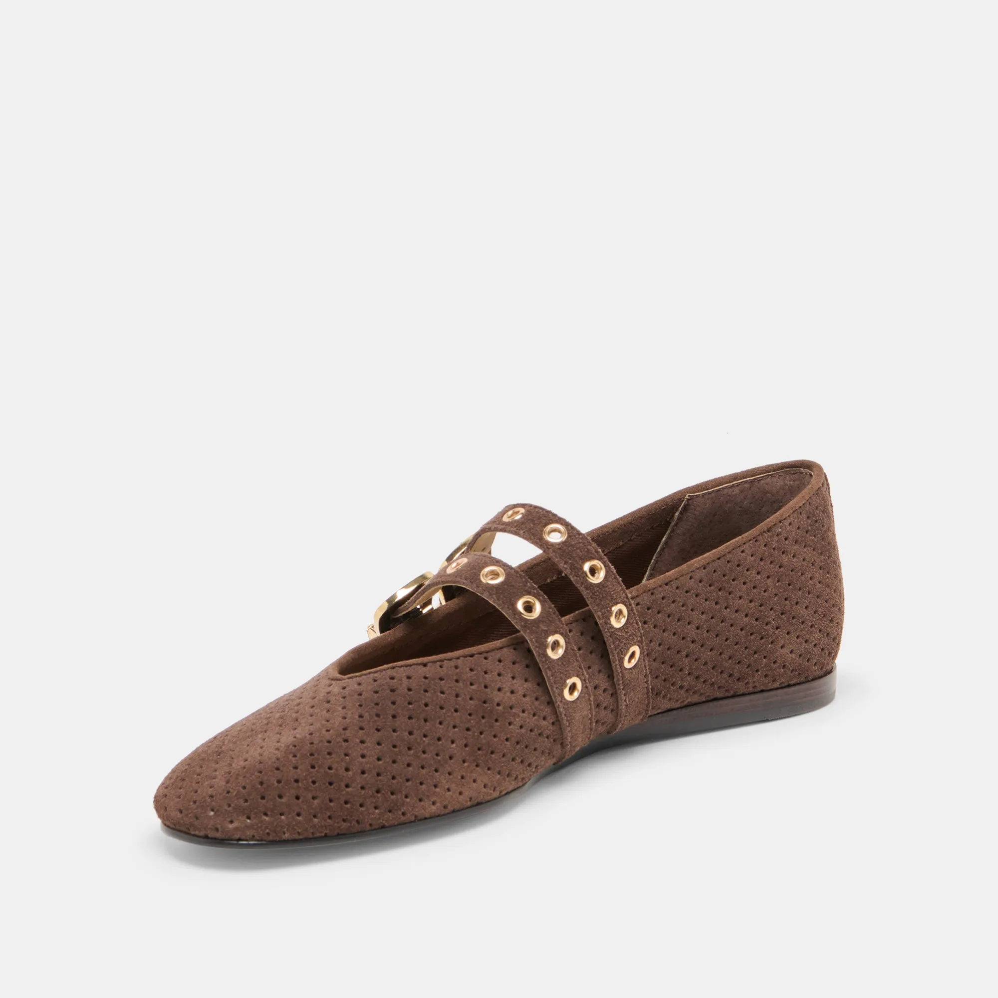 BAYLEE GROMMET BALLET FLATS DK BROWN PERFORATED SUEDE sold by Dolce Vita product image thumbnail 4