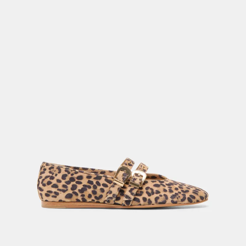 BAYLEE GROMMET BALLET FLATS DK LEOPARD PRINTED SUEDE sold by Dolce Vita