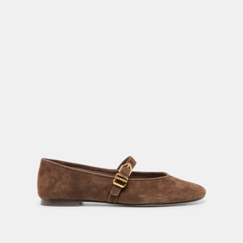 ALIZZA BALLET FLATS DK BROWN SUEDE sold by Dolce Vita