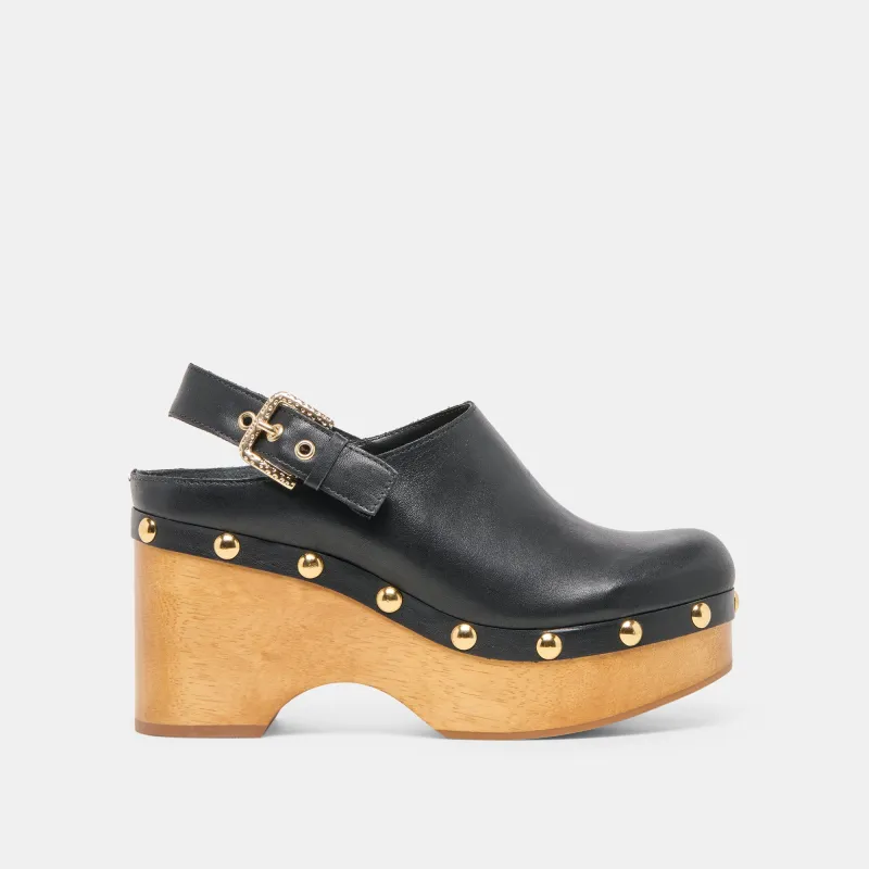 ADELAN CLOGS BLACK LEATHER sold by Dolce Vita