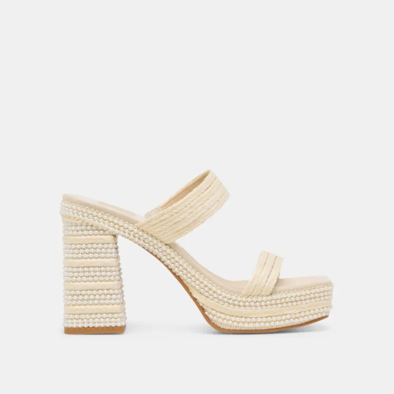 ALIYA PEARL HEELS VANILLA RAFFIA made by Dolce Vita